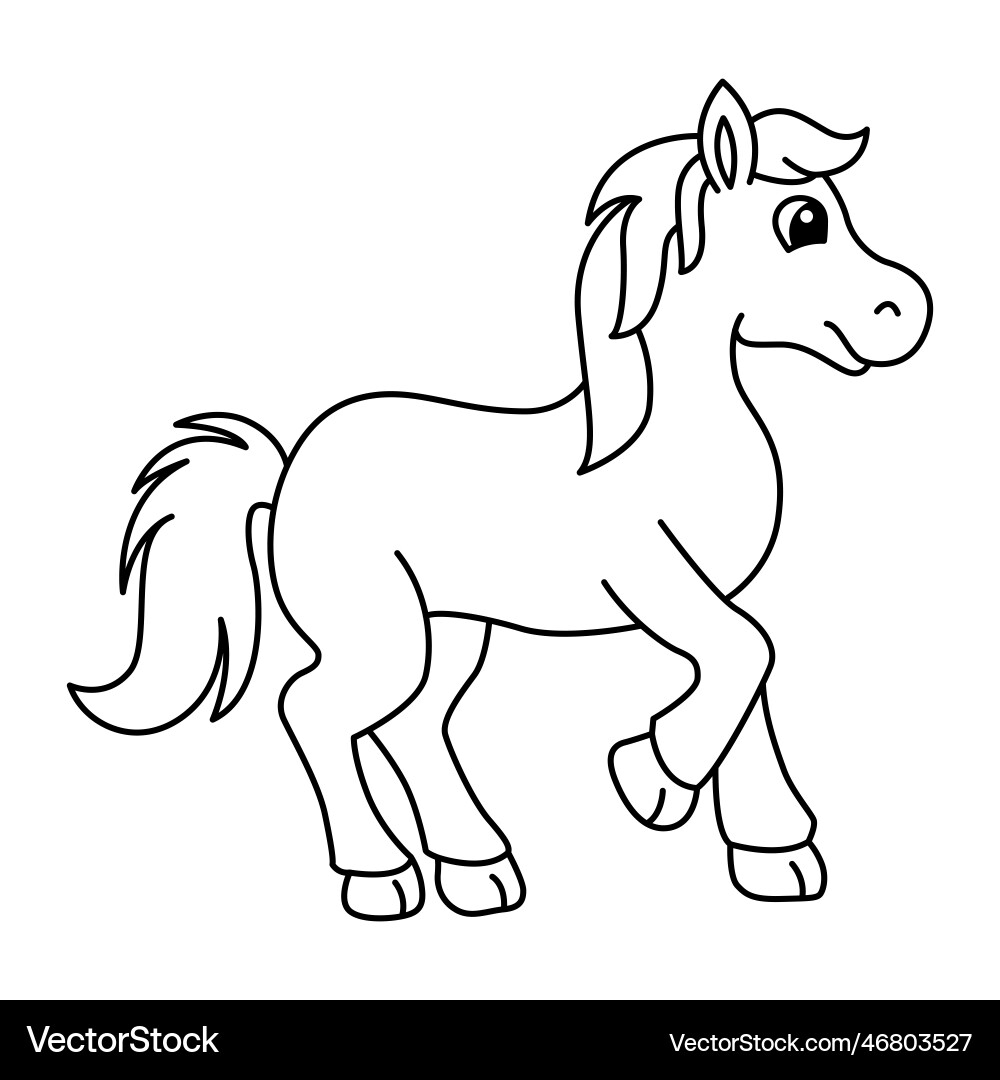 Cute Horse Cartoon Coloring Page For Kids Free Vector VectorStock