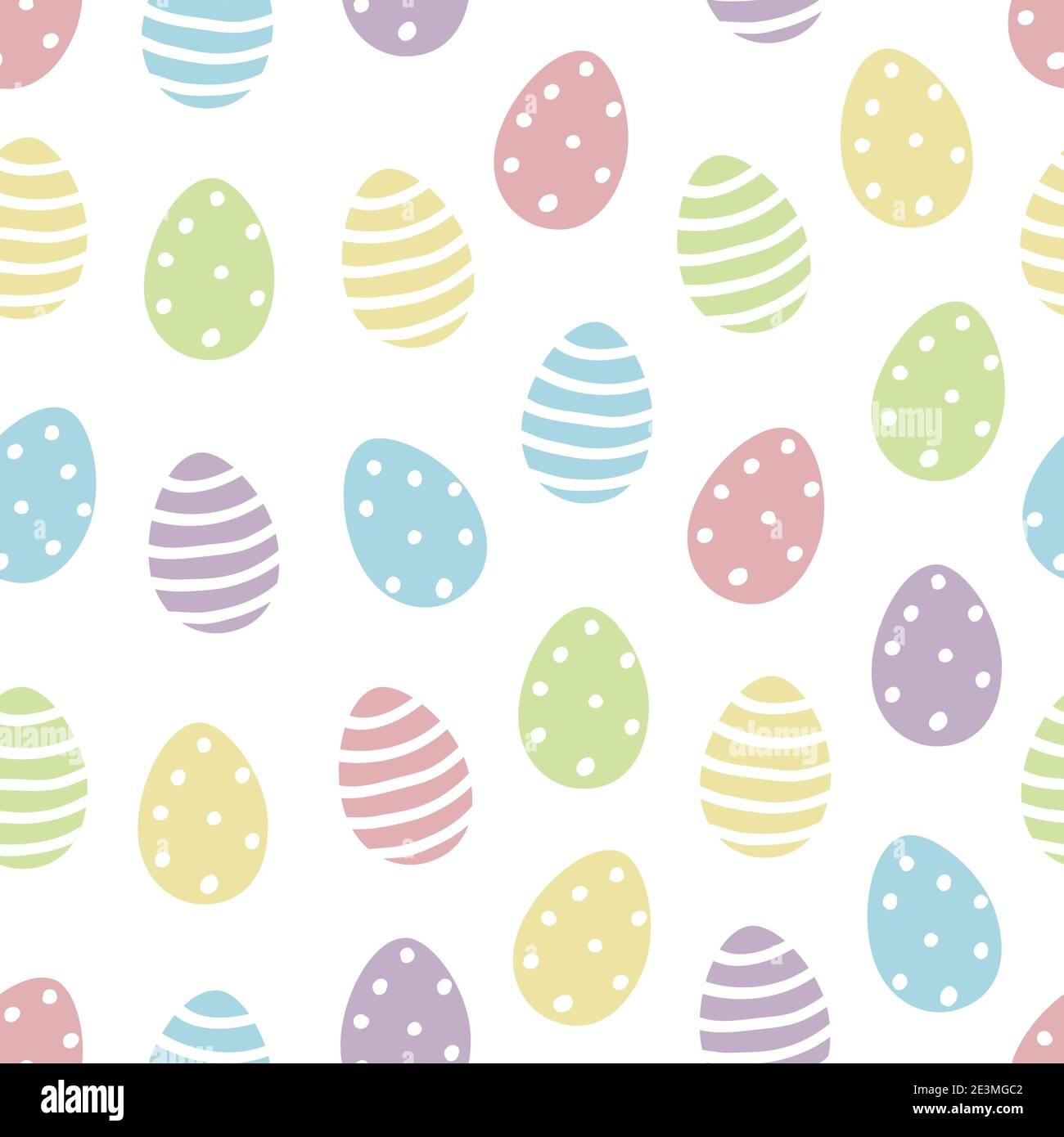 Easter Egg Seamless Pattern Vector Background With Cute Colourful Painted Easter Eggs In Pastel Colors With Dots And Stripes Isolated On White Stock Vector Image Art Alamy