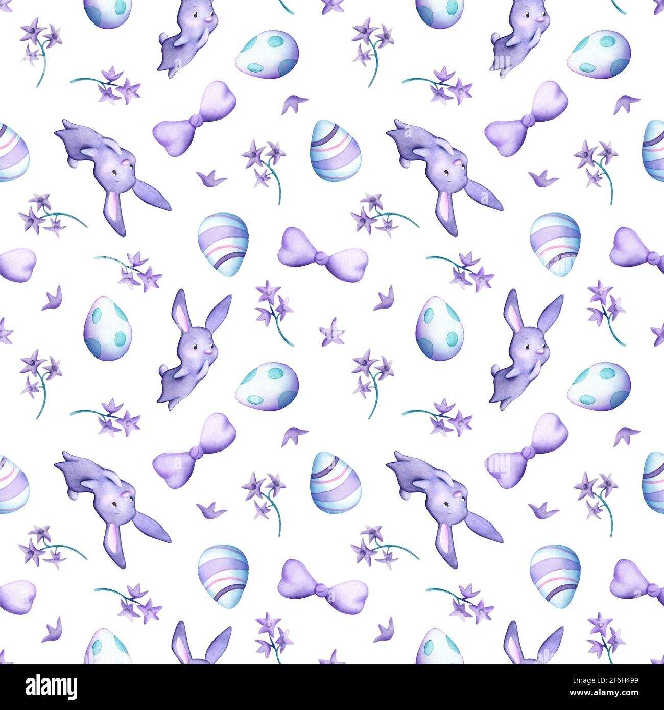 Easter Eggs And Cute Rabbit Seamless Pattern Tile On White Background Watercolor Easter Wrapping Tissue Swatch Spring Holiday Pastel Print For Home Stock Photo Alamy