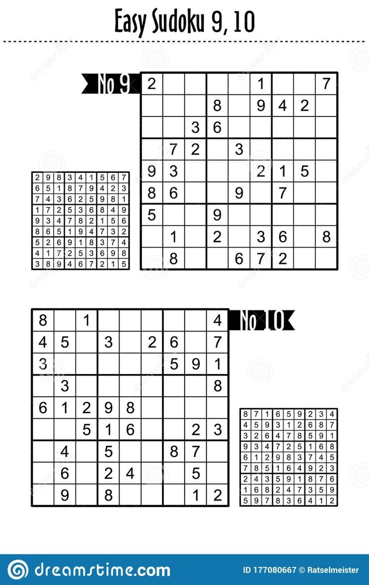 Easy Level Sudoku Puzzles 9 10 Stock Vector Illustration Of Collection Printable 177080667 Easy Level Sudoku Puzzles 9 10 Stock Vector Illustration Of Collection Printable 177080667