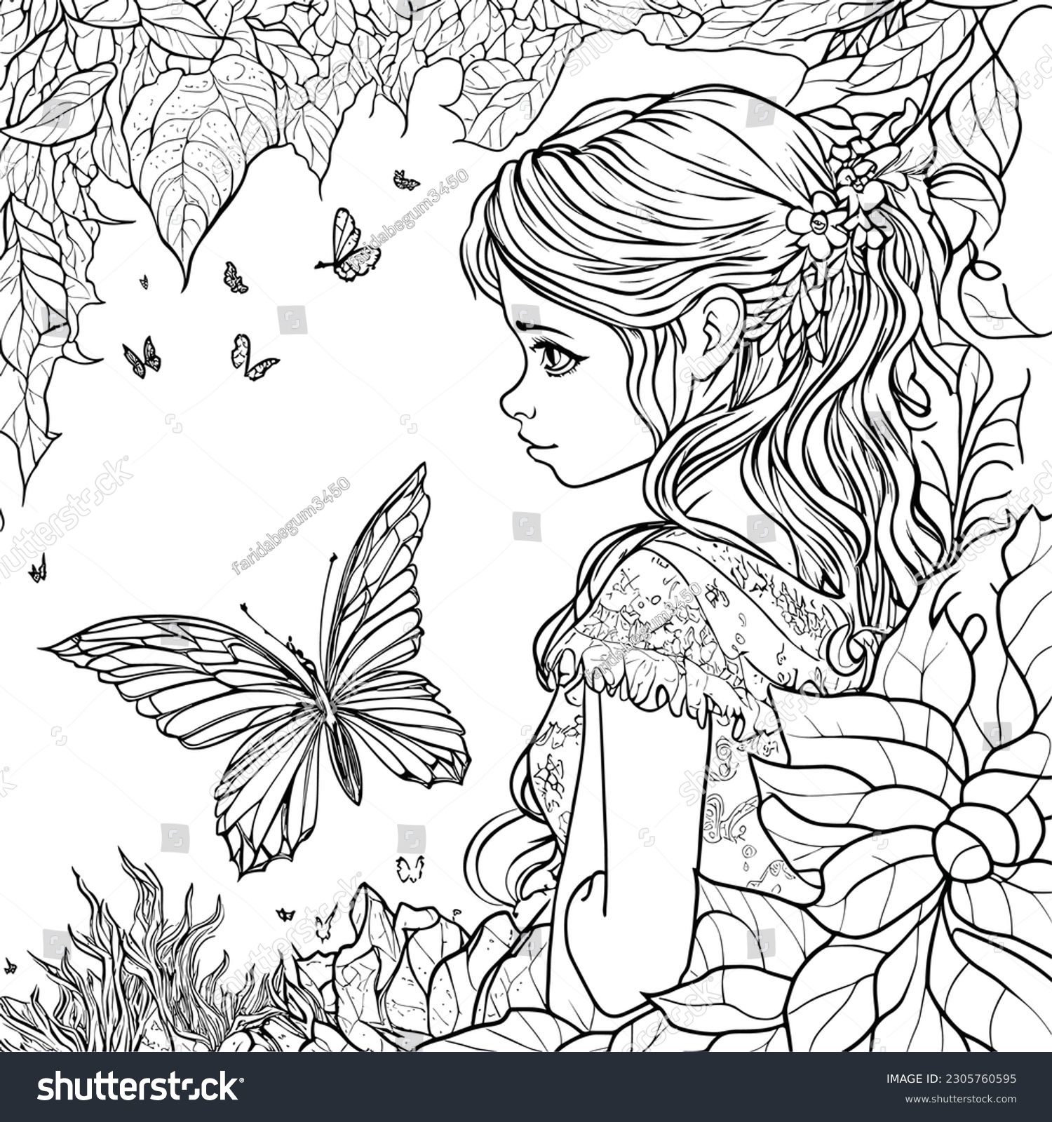 Fantasy Coloring Page Adults Anti Stress Stock Vector Royalty Free 2305760595 Shutterstock