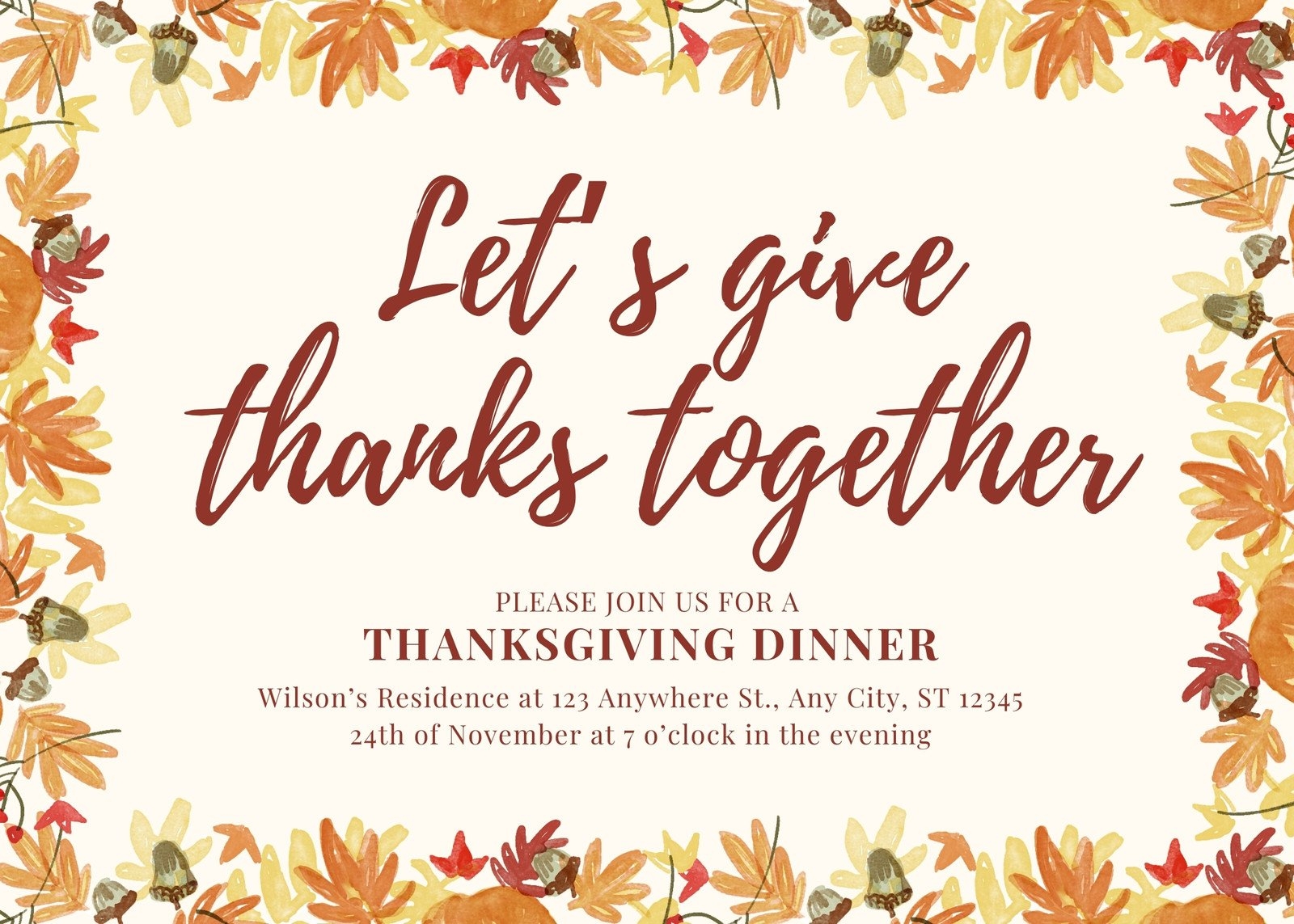 Free And Customizable Thanksgiving Templates