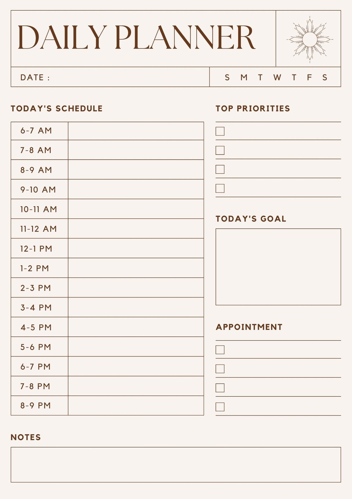 Free Daily Planner Template