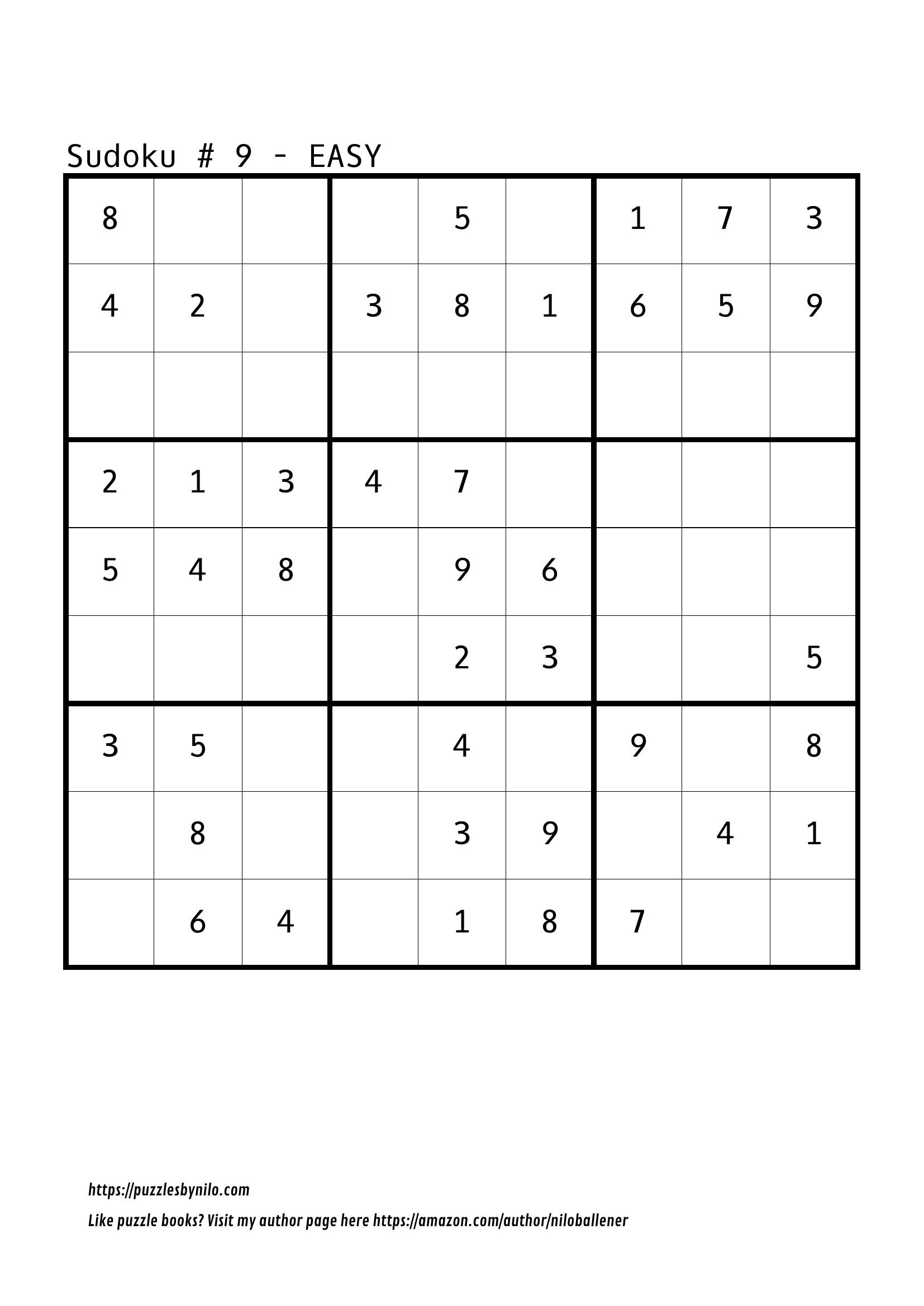 Free Downloadable Sudoku Puzzle Easy 9 Puzzles By Nilo Free Downloadable Sudoku Puzzle Easy 9 Puzzles By Nilo