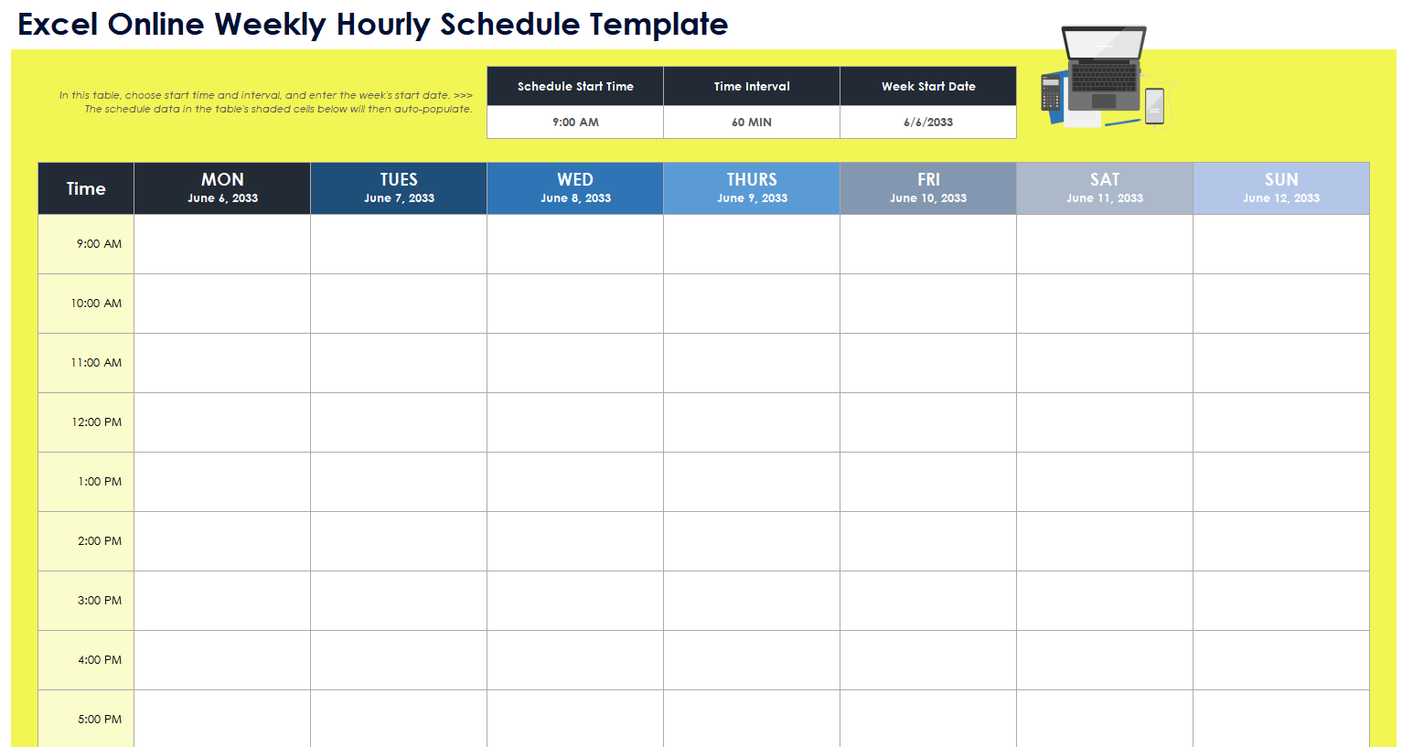 Free Excel Hourly Schedule Templates Editable Printable