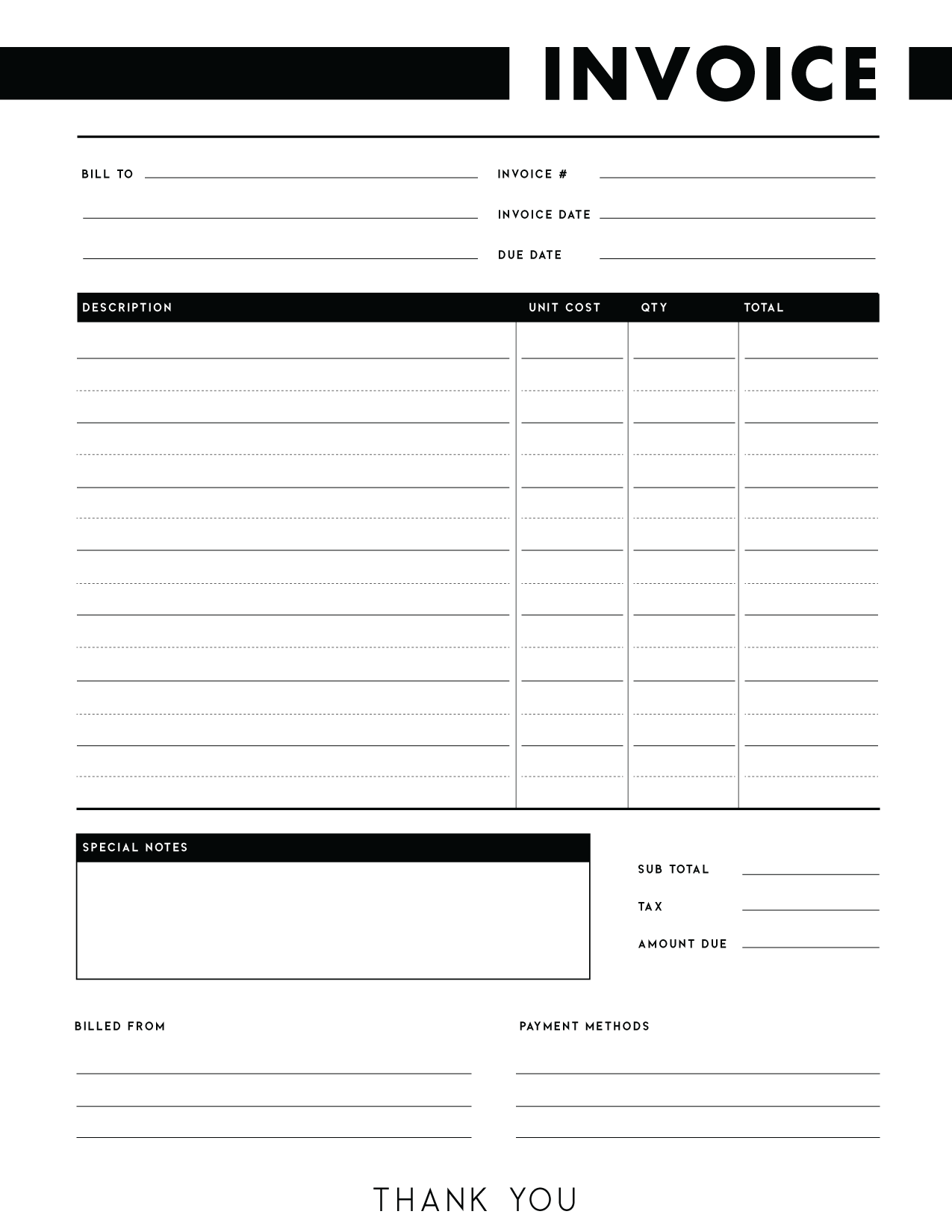 Free Invoice Template Printable