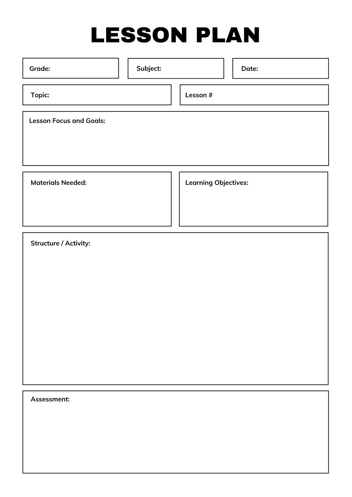 Free Lesson Planner Template