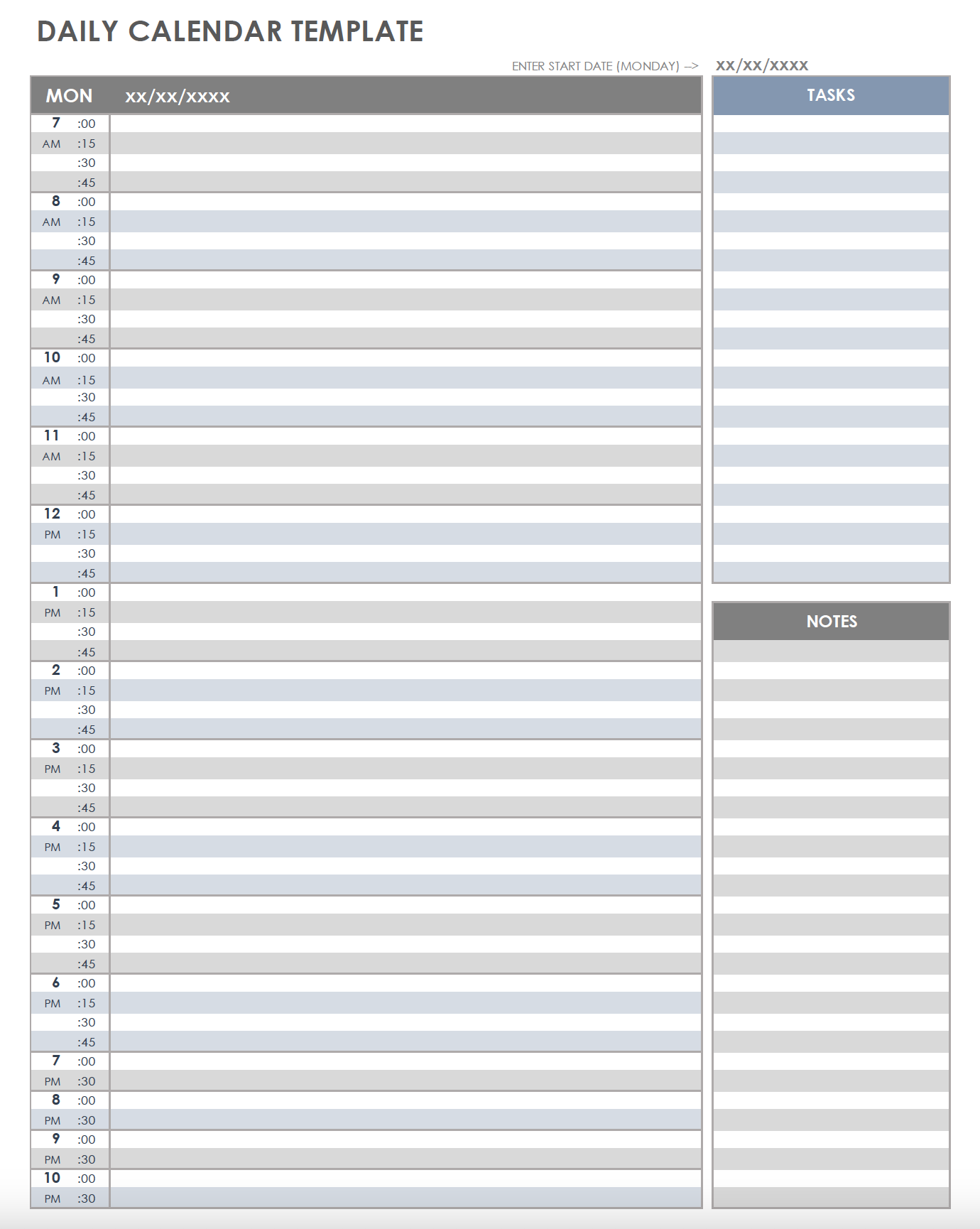 free daily planner template