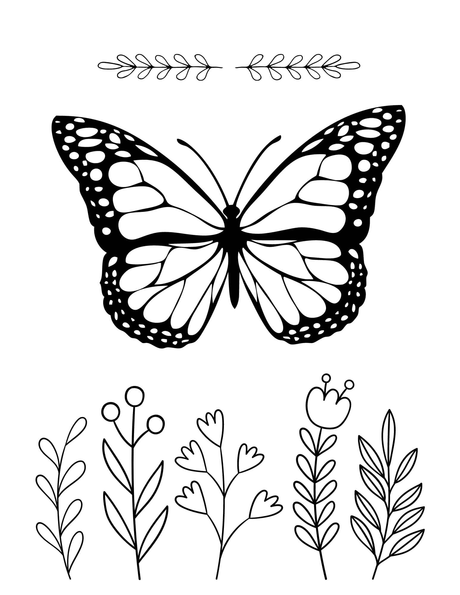 Free Simple Butterfly Coloring Pages Little Moon