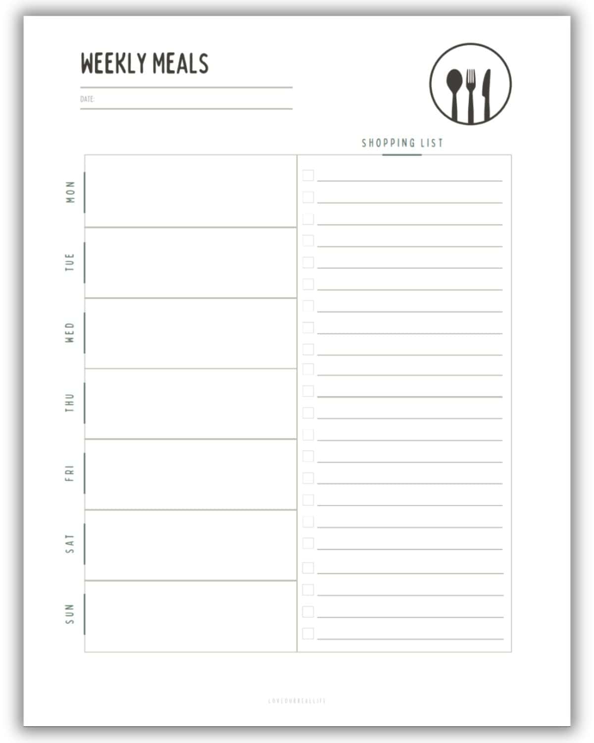 free meal planning template
