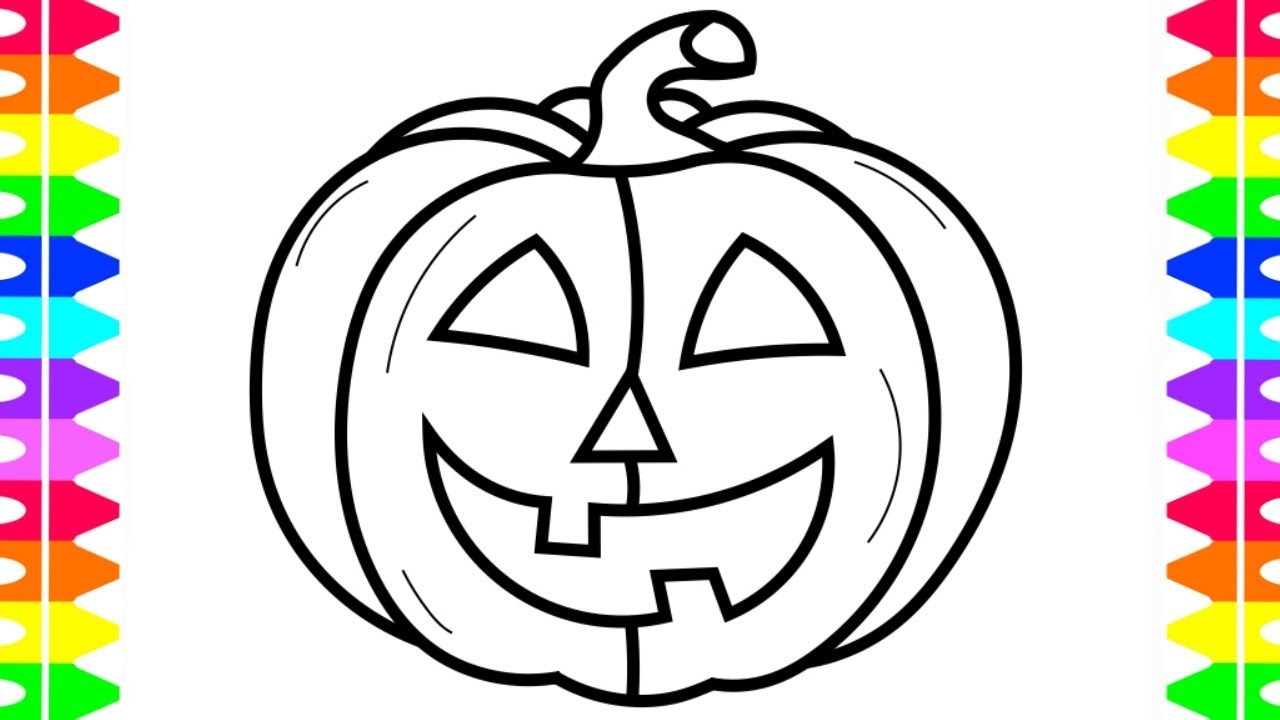 HAPPY HALLOWEEN COLORING Learning How To Draw A Pumpkin Coloring Book For Kids Colored Markers YouTube