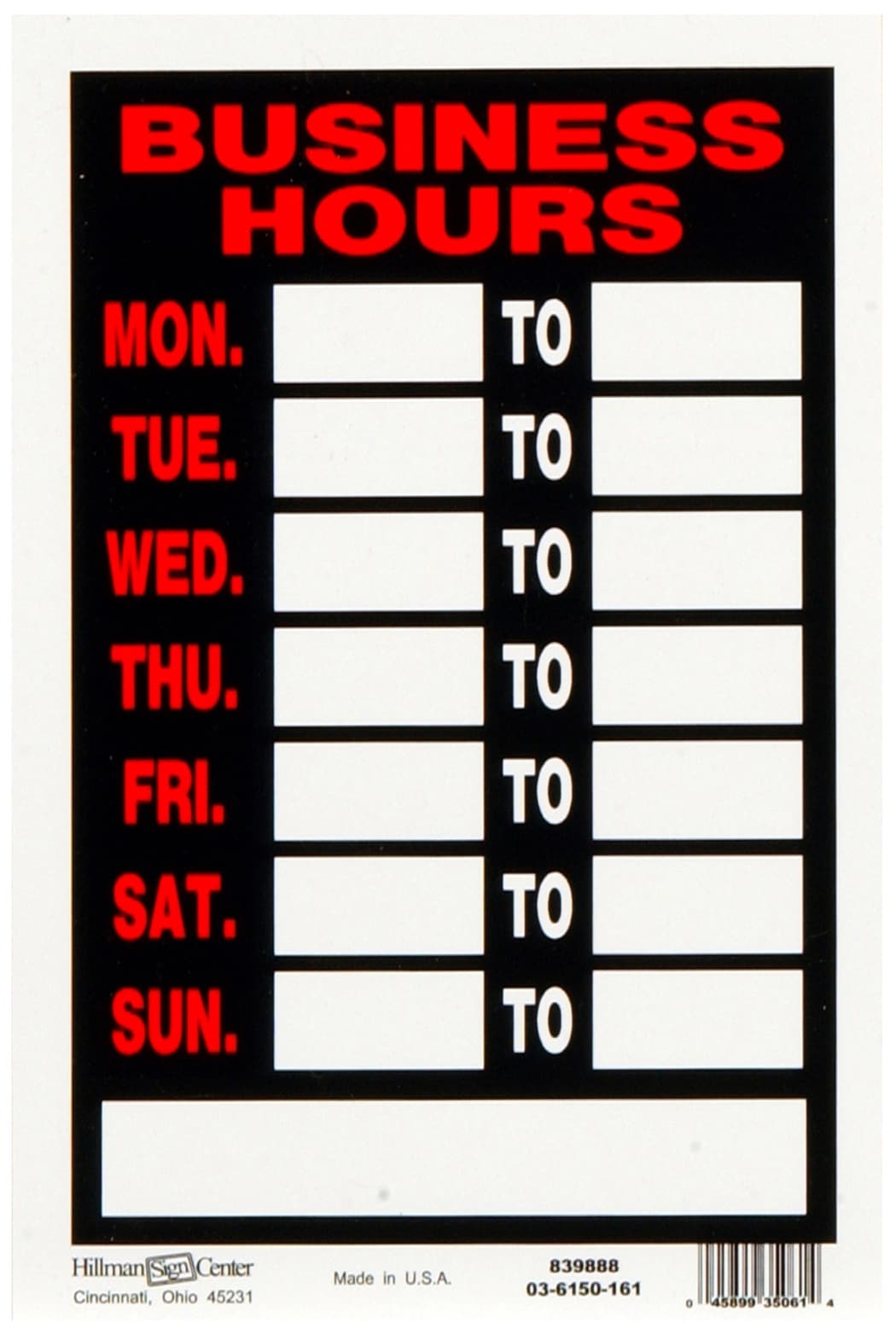 Hillman 12 in X 8 in Plastic Business Sign 839888 At Lowes