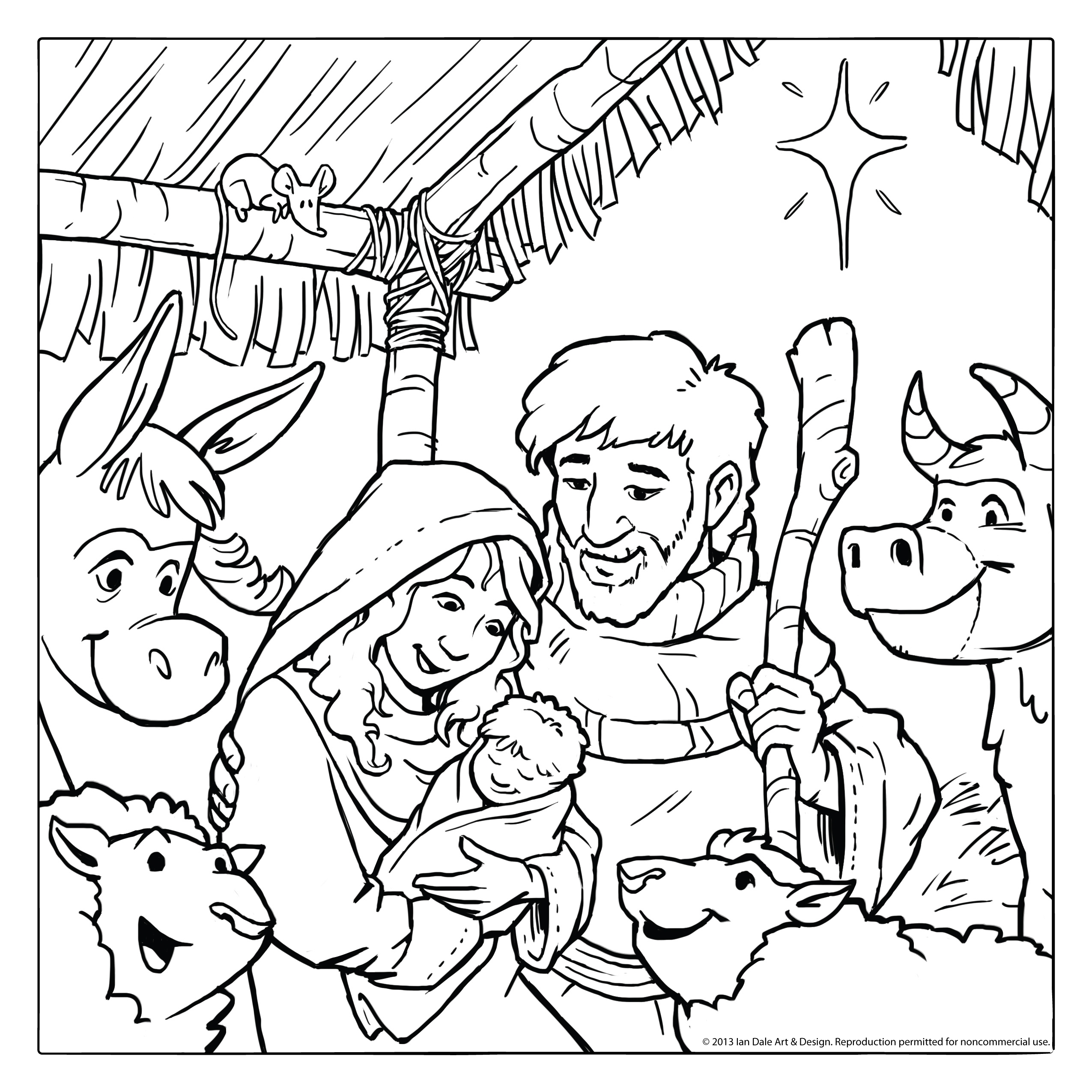 manger scene pictures to color