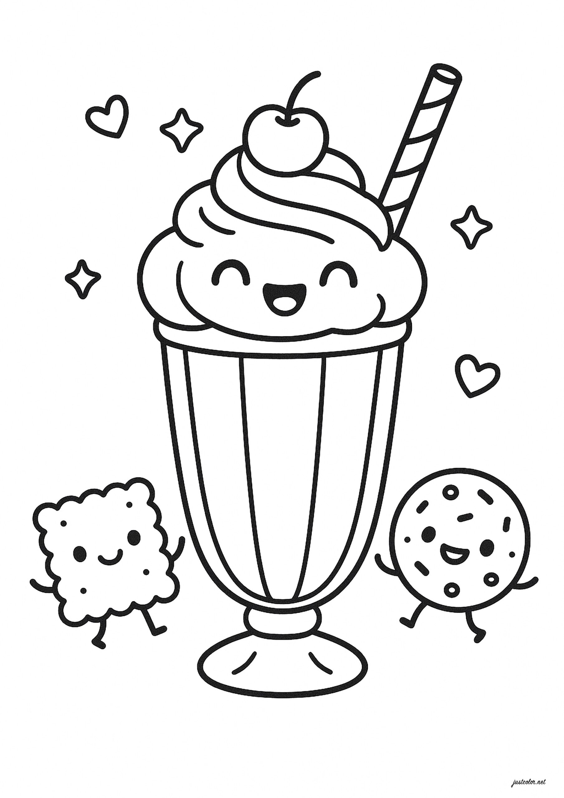 Milk Shake And Cakes Kawaii Coloring Pages Milk Shake And Cakes Kawaii Coloring Pages
