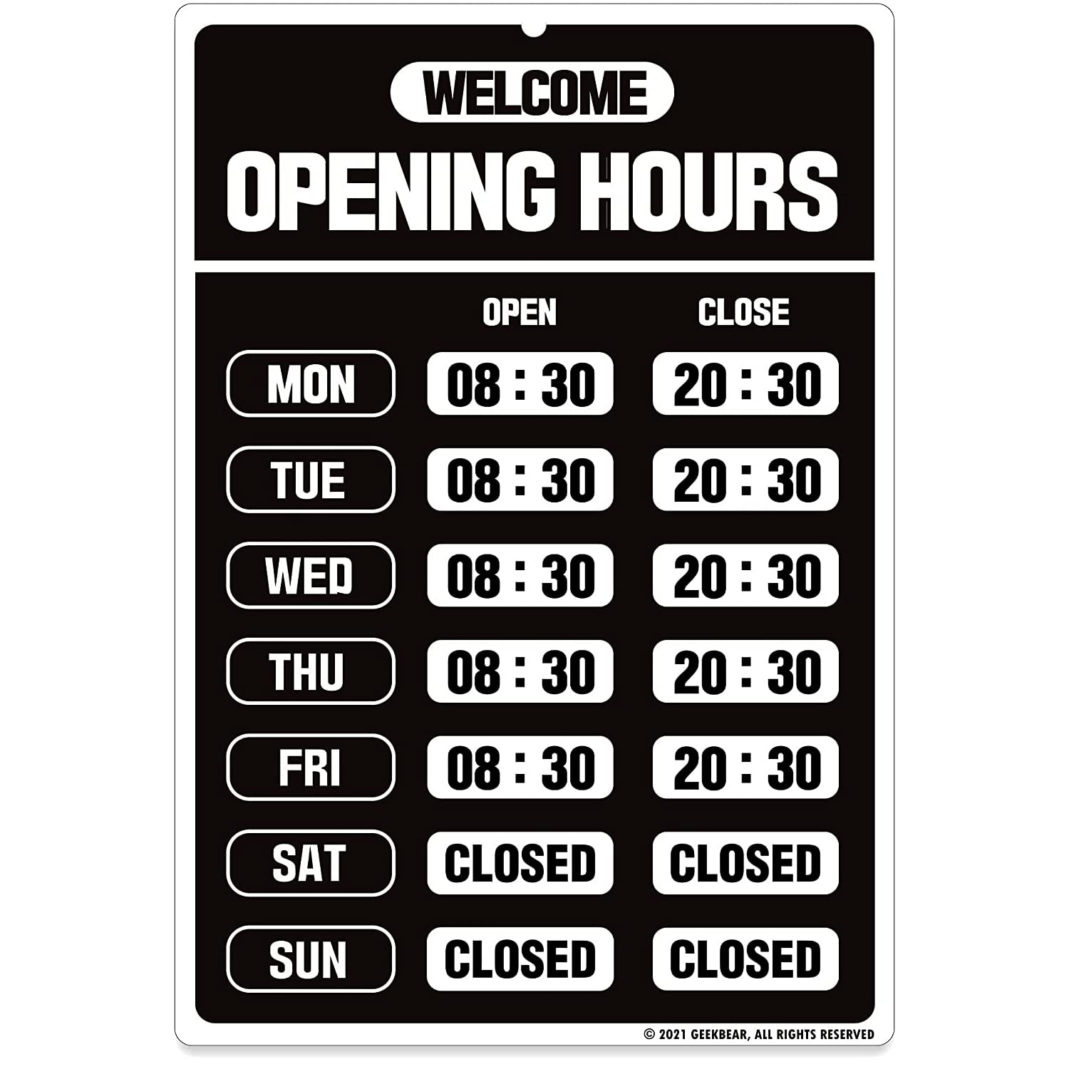 Opening Hours Business Sign Store Operation Sign Changeable Open Sign Black EBay