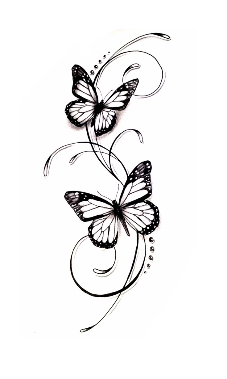Outline Butterfly Tattoo Stencil