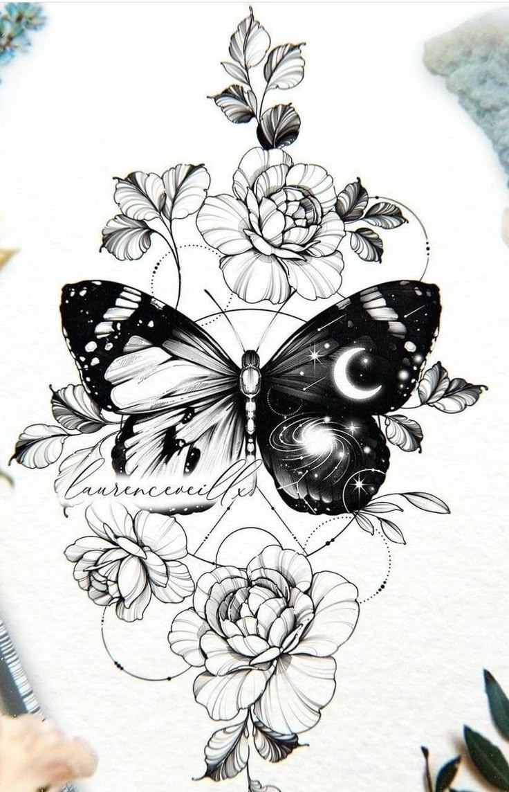 outline butterfly tattoo stencil