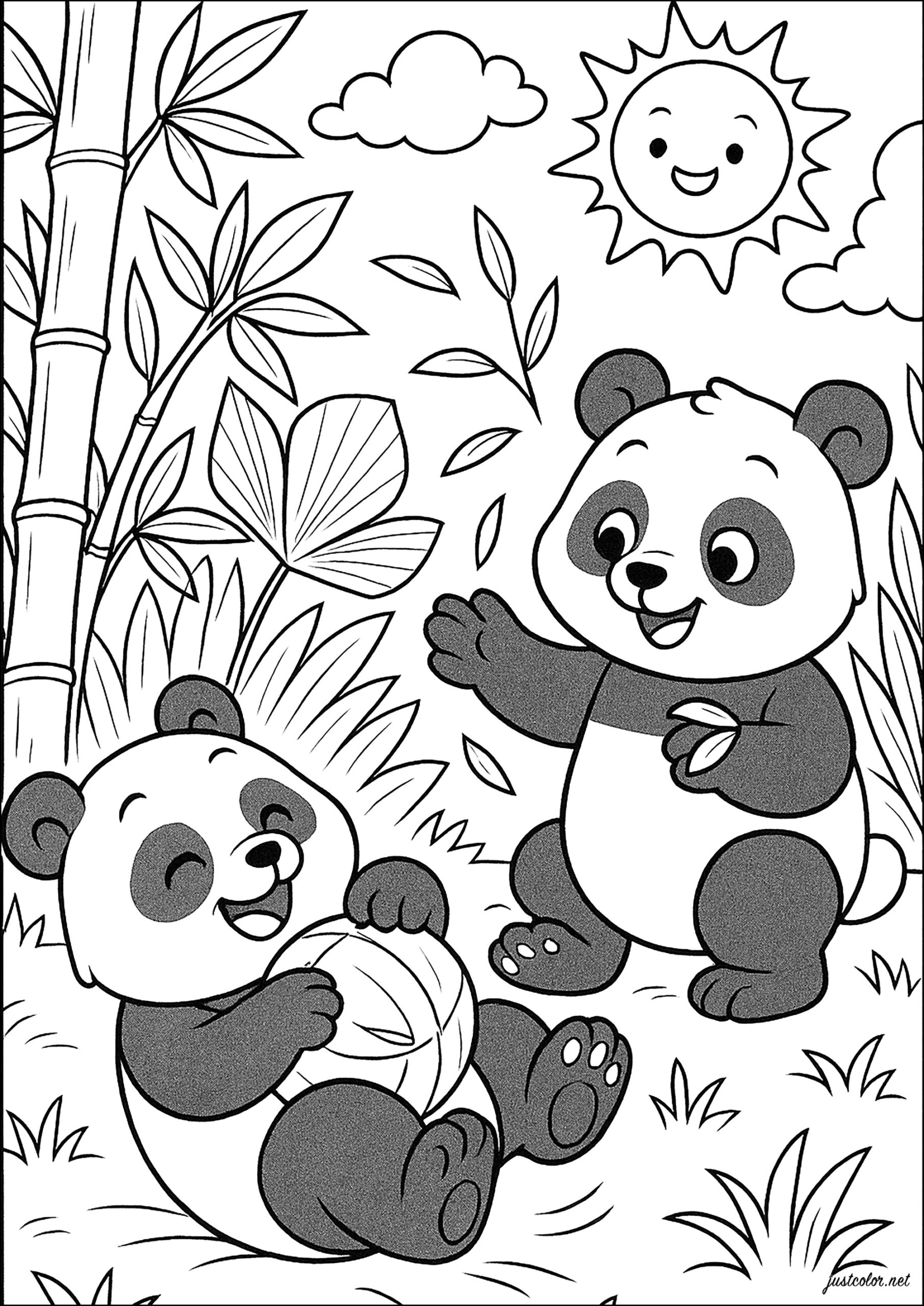 Playful Pandas In Bright Sunshine Panda Coloring Pages Playful Pandas In Bright Sunshine Panda Coloring Pages