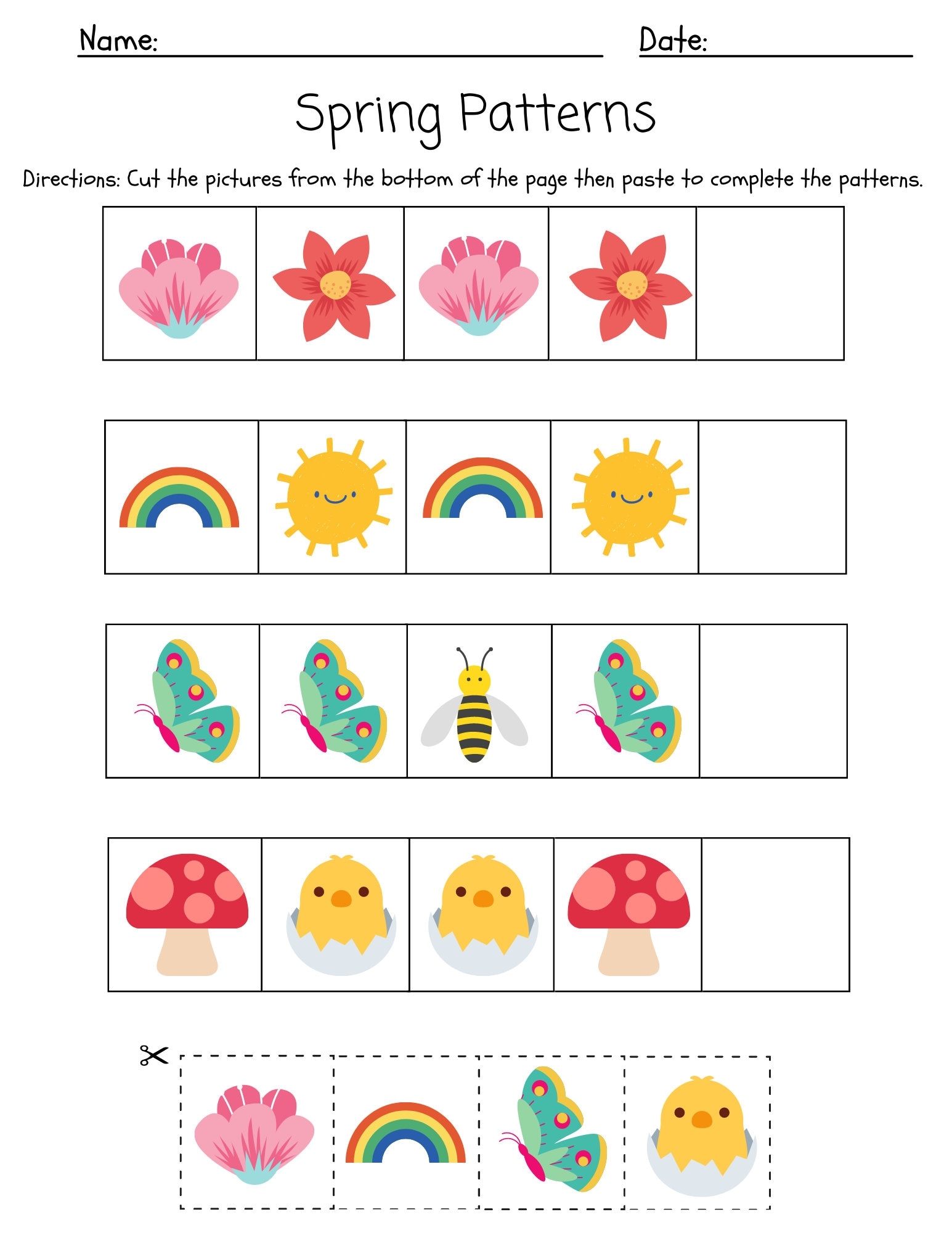 Preschool Spring Pattern Worksheet Etsy Preschool Spring Pattern Worksheet Etsy