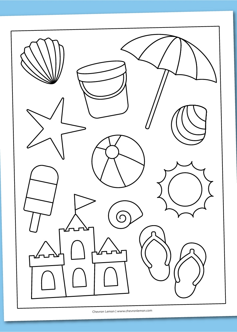 Printable Beach Coloring Page Chevron Lemon Printable Beach Coloring Page Chevron Lemon