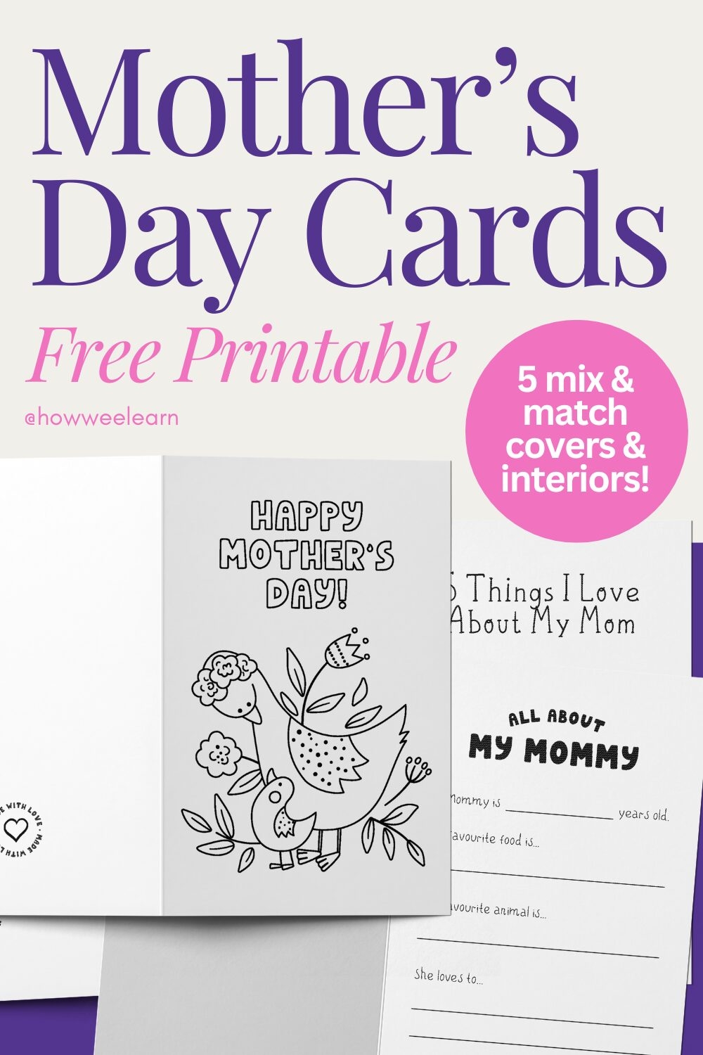 Printable Mother s Day Cards For Kids To Color How Wee Learn