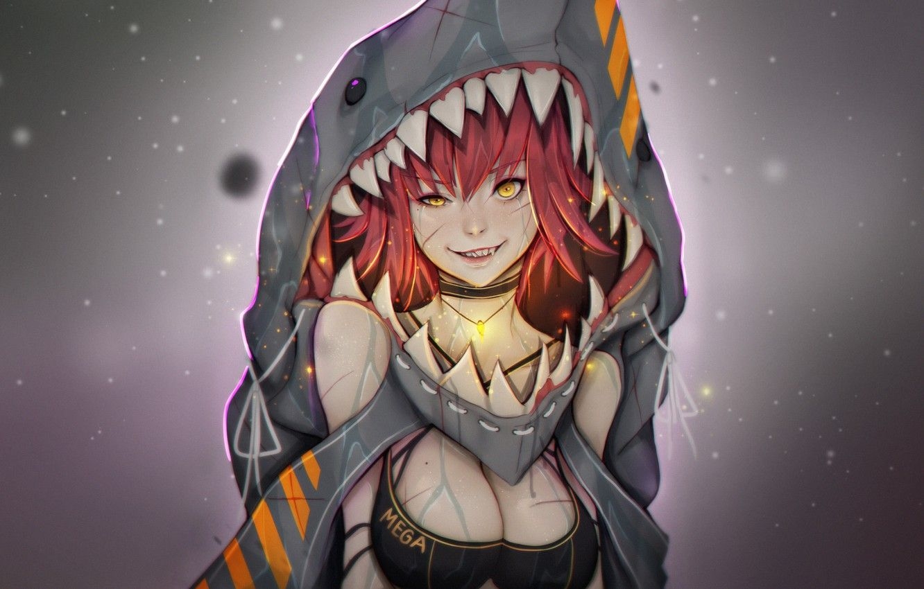 wallpaper anime shark girl pfp