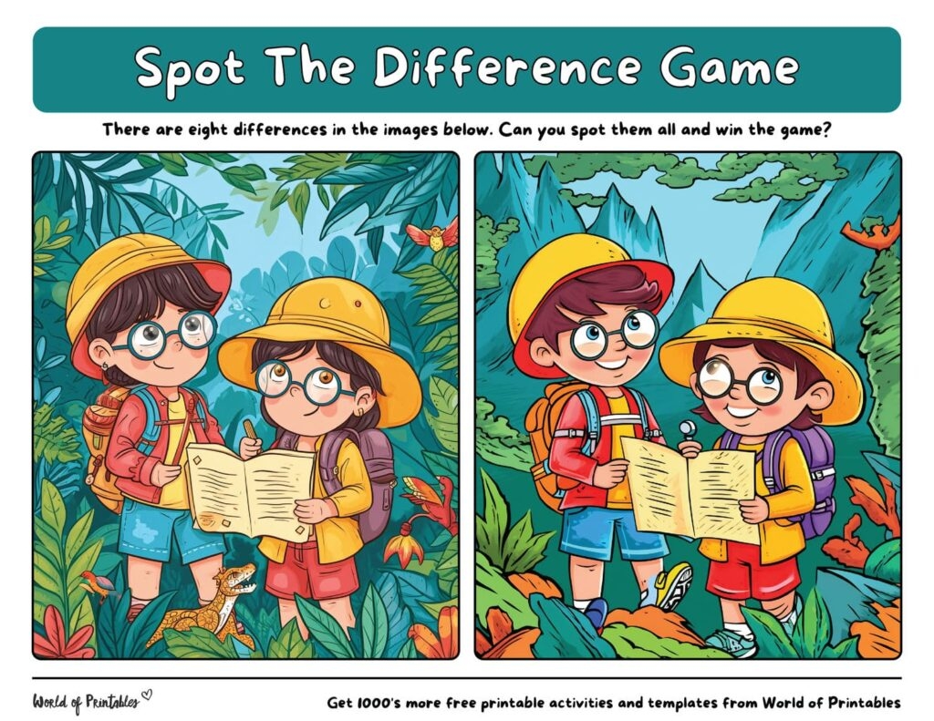 Spot The Difference 100 Games To Print Play World Of Printables