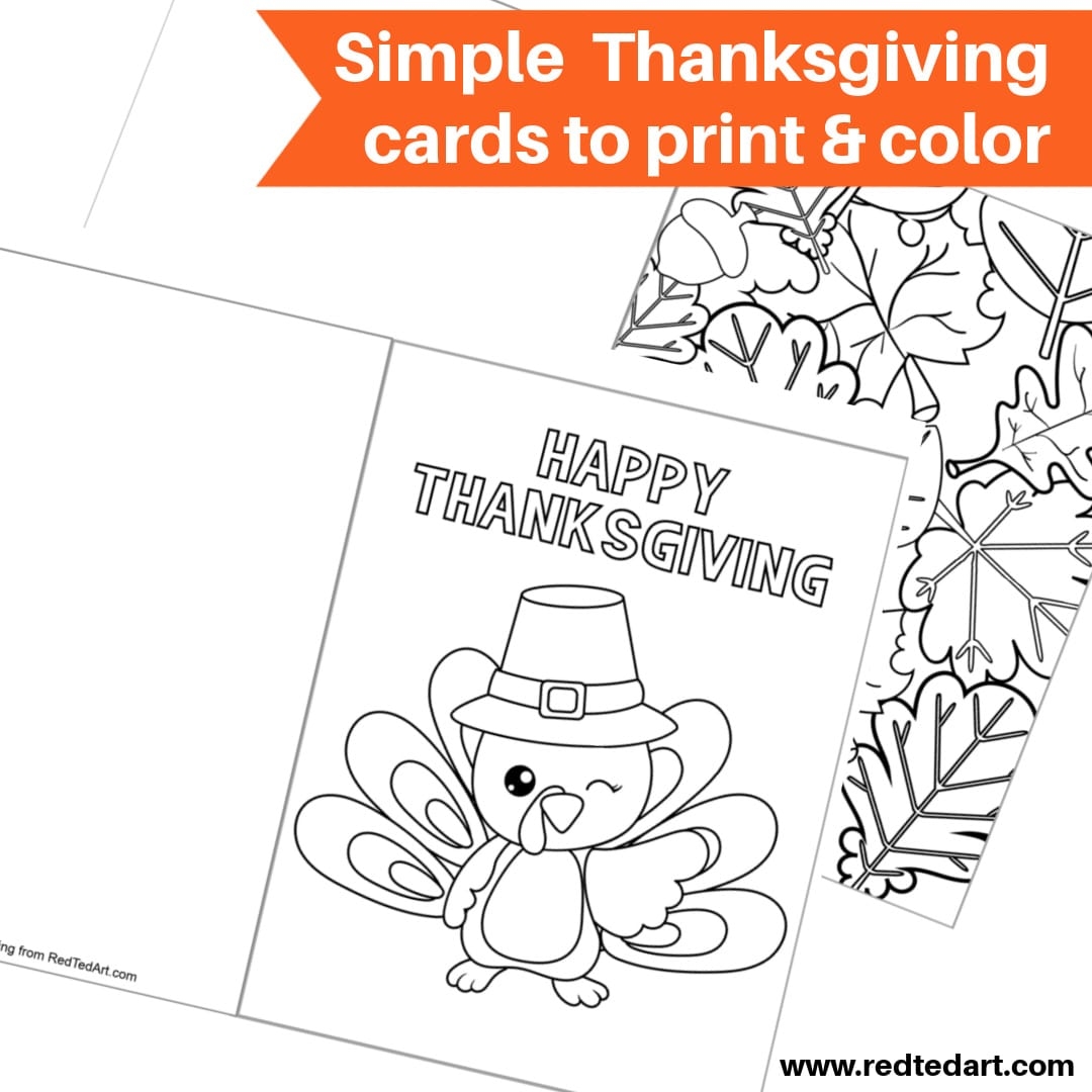 Thanksgiving Coloring Pages Cards Red Ted Art Kids Crafts