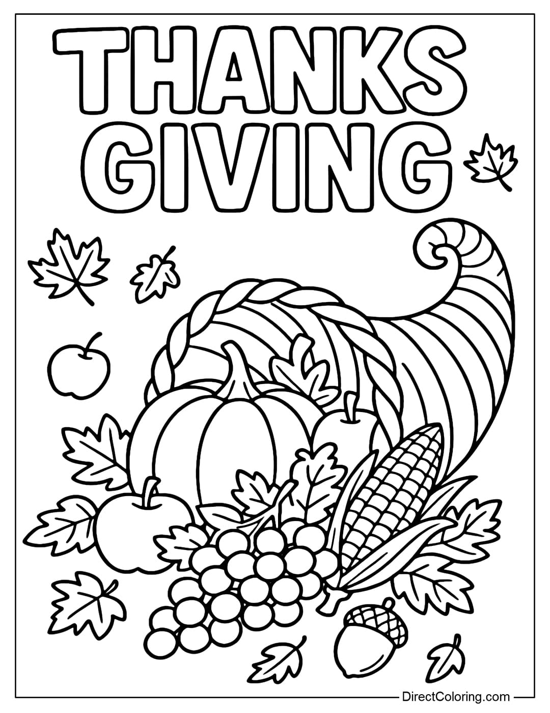 Thanksgiving Coloring Pages Free PDF To Download And Print