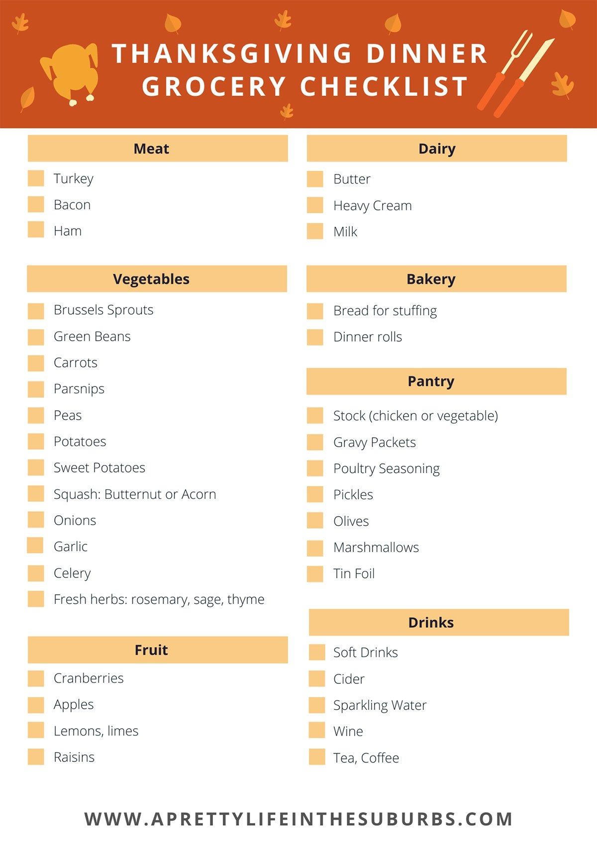 Thanksgiving Dinner Grocery Checklist A Pretty Life In The Suburbs Thanksgiving Dinner Grocery Checklist A Pretty Life In The Suburbs