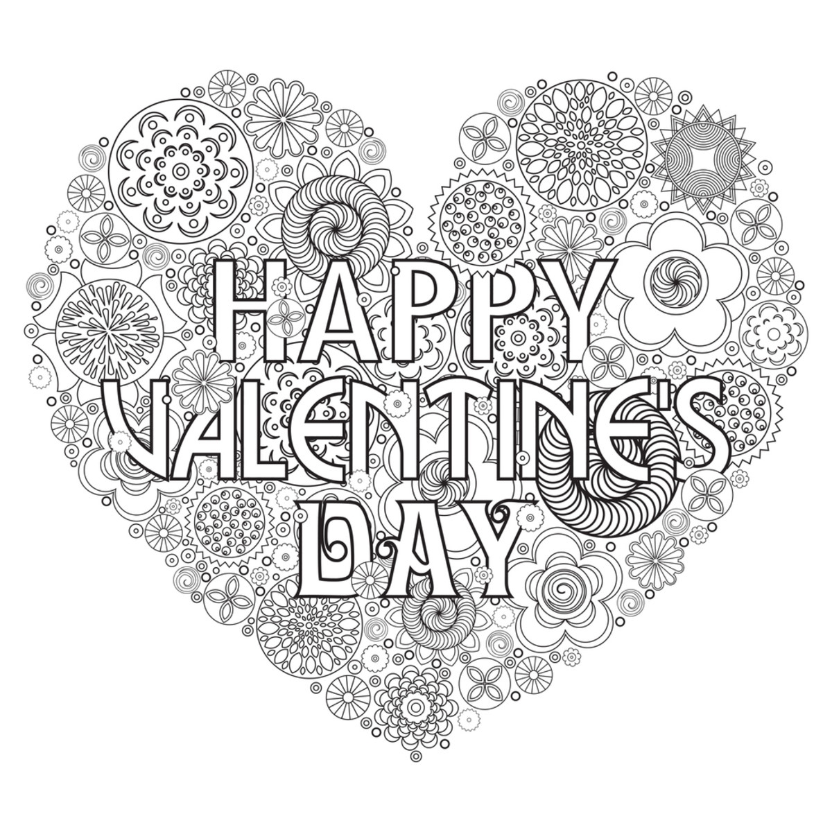 Valentines Games For Kids Classroom Ornate Coloring Page With Hearts And Patterns Valentine s Day Free Printable