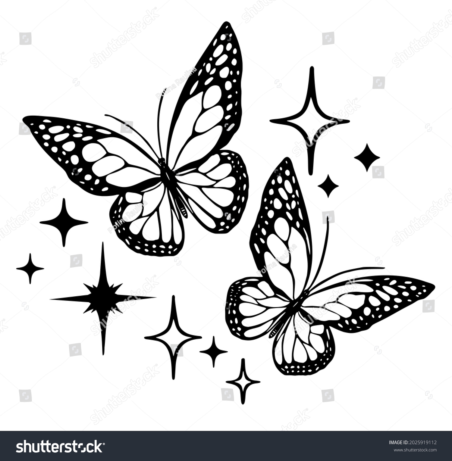 Vector Butterfly Outline Silhouette Black Tattoo Stock Vector Royalty Free 2025919112 Shutterstock