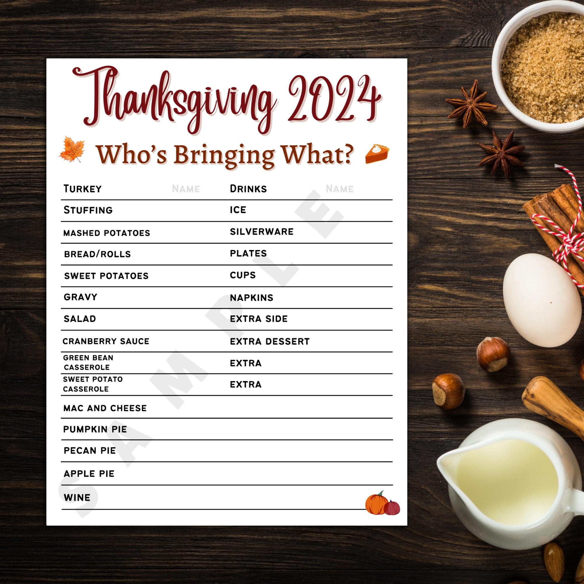 Who s Bringing What To Thanksgiving Printable Template Instant Download Thanksgiving Printable Thanksgiving Dinner Etsy